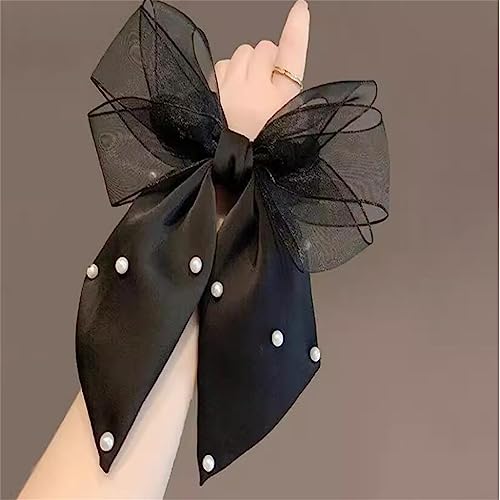 Accessoires cheveux en maille avec gros nœuds et perles pour queue de cheval - 5