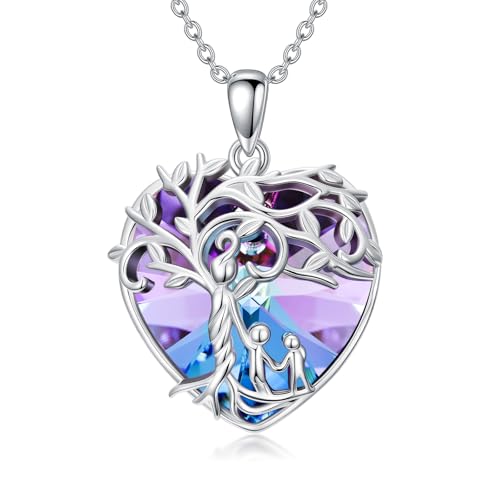Nana Mom Grandma Aunt Gifts Necklace for Women 925 Sterling Silver Crystal/Opal Jewelry Pendant Birthday Gift