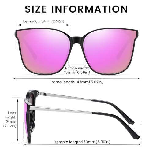 DUCO Oversized Polarized Sunglasses Womens Trendy Mirrored Shades Retro Round Vintage Light Weight UV400 Sun Glasses W0163