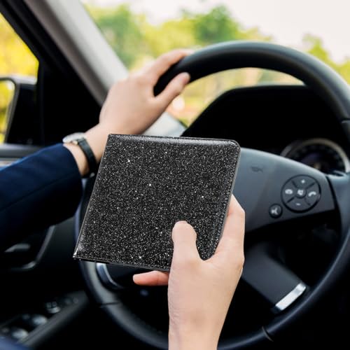 Image of CoBak Car Registration and Insurance Holder - Vehicle Glove Box Car Organizer, Auto Truck Comparment Accessories Case for Essential Document, Driver License, Cards (Glitter Black)
