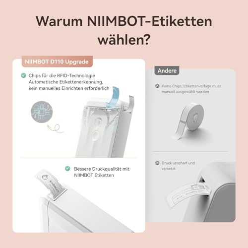 NIIMBOT Etiketten Selbstklebender Etikettenband für D110 D11 D101 Etikettendrucker, 14 x 40mm 160 Etiketten/Rolle, 1 Rolle Thermo-Etikettenband für Zuhause, Büro, Schule, Transparent