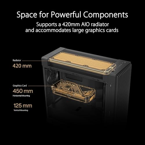 ProArt-PA602-E-ATX-Computer-Case-420mm-Radiator-Support-Dual-200mm-Built-in-Fans-Front-Panel-IR-dust-Indicator-Power-Lock-Latch-Tool-Less-PCIe-mounting-GPU-Holder-20Gbps-USB-C-Front-IO