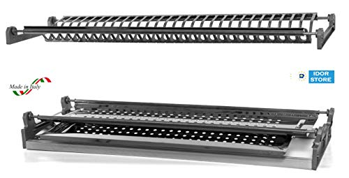 Escurreplatos de acero inoxidable, con bandeja, estructura ajustable, 86 cm