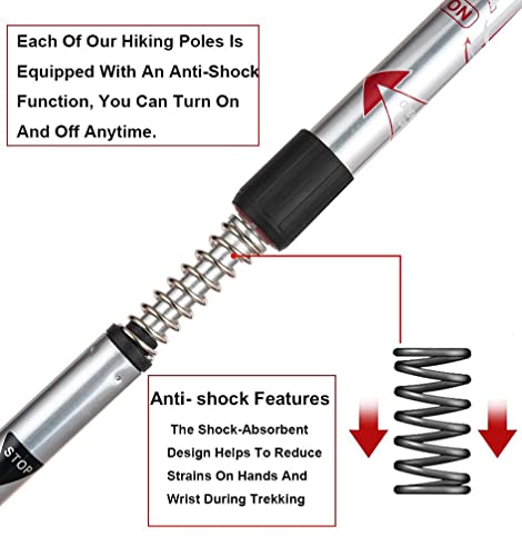 Image of Trekking Poles, Collapsible Lightweight Shock-Absorbent Hiking Walking Sticks Adjustable Aluminum Hiking Poles for Women Men Kids (Silver)