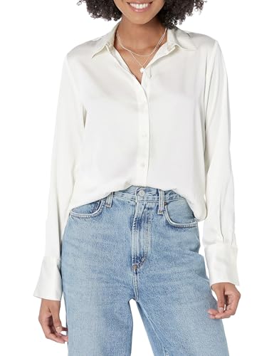 Amazon Essentials Blusa in Raso con Abbottonatura...