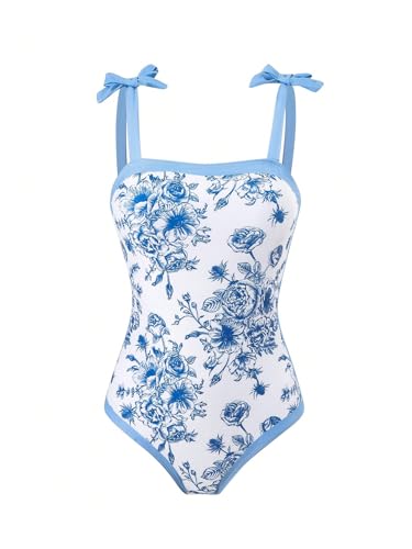SHENHE Girl's Floral One Piece Swimsuit with Cover Up Sarong Wrap Tie Bow Cute Bathing Suits3