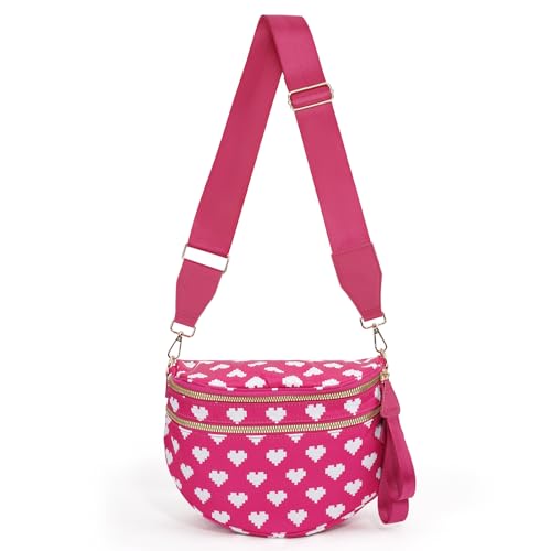 Image of Womens Crossbody Bag, Spacious Nylon Bum Bag Trendy Shoulder Purse with Adjustable Strap Zipped Travel Essentials