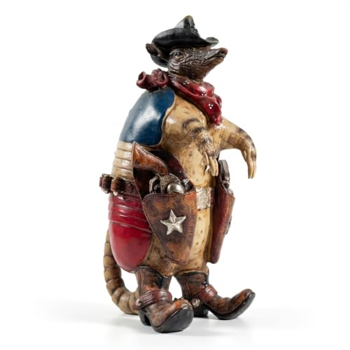 Urbalabs Western Armadillo Texas Flag Cowboy Yard Art Armadillo Gifts Figure Western Garden Statues Decor Outdoor Statue Yard Art Sculptures Rustic Yard Decorations (Cowboy Armadillo)