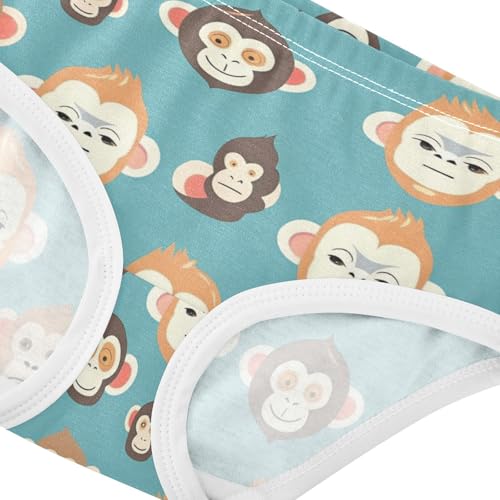 Wusikd Cute Monkey Head Girls' Underwear Cotton Blue Girls Briefs Soft Toddler Underwear 2T4