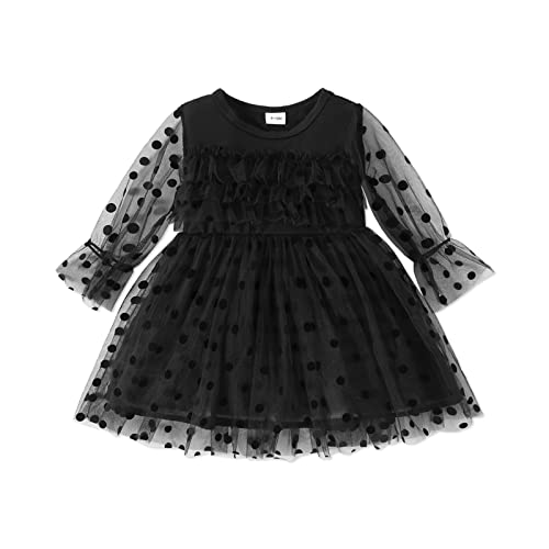 Image of PATPAT Baby Girl Dress Long Sleeve Infant Tulle Dress Flower Girl Party Birthday Princess Dresses Fall Dress