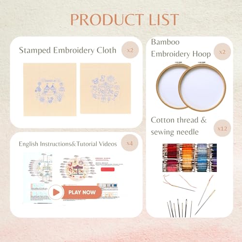Image of Fruasio Carnival Embroidery Kit, Circus-Themed Embroidery Set for Beginners, DIY Embroidery Bamboo Hoop Art, Perfect for Home Decor and Gifts (Circus & Carousel)
