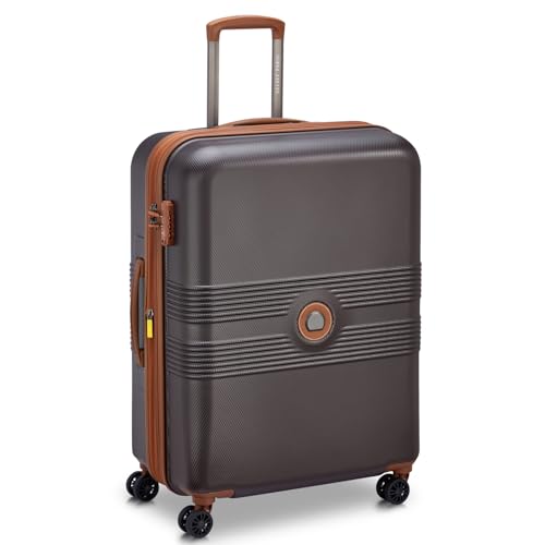 Image of DELSEY PARIS FLANERIE SE 66 cms Medium Check-in Polycarbonate Hard Sided 8 Wheels and Expandable Spinner Suitcase /Trolley Bag for Travel with TSA Lock- Chocolate
