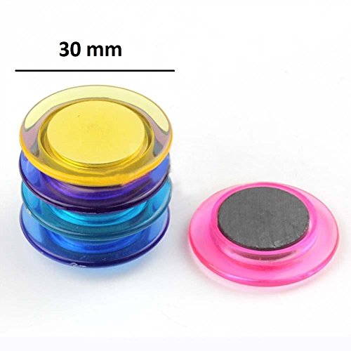 Image of Colorful Translucent Magnet for Magnetic White-Boards - Stick Notes, Photos, Charts and More (Size 30mm) (Set of 10)