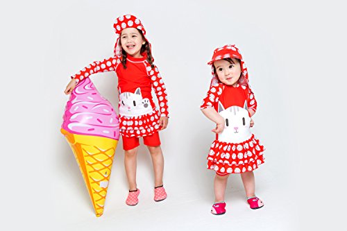Image of VAENAIT BABY Girls Rash Guard Swimsuit UPF 50+ Long Sleeve Toddler Bathing Suit Ribbon Stawberry Floral Fruit for 2~8Years
