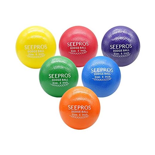 SEEPROS Foam Dodgeball Set Playground Balls, Great Outdoor Sports, Set of 6 with Mesh Storage Bag (6 inch)