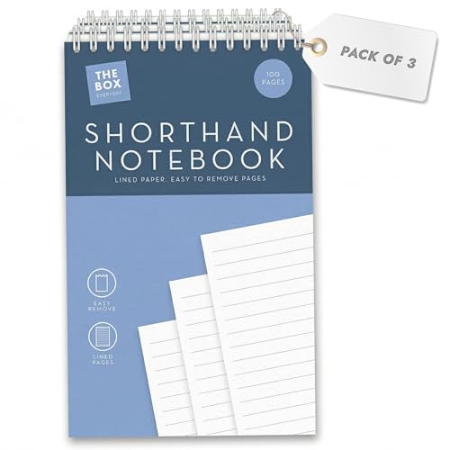 Shorthand Notebook 3 Pack 100 Pages Each - Perforated Lined Paper Top Wire Bound Home & Office Note Pads