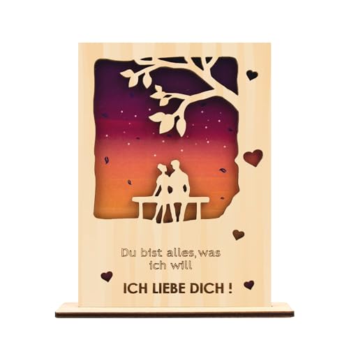 KRYMSON 1 tarjeta de felicitación de amor de madera, tarjeta de felicitación con base, tarjeta de felicitación de San Valentín, tarjeta de cumpleaños para niñas, productos hechos a mano, adecuado para