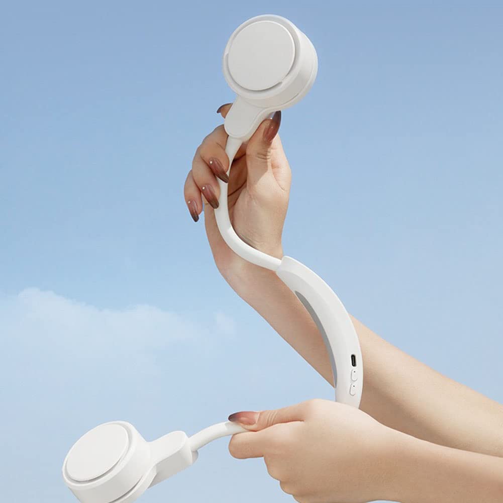 Ventilatore da collo a mano mini ventilatore personale USB da appendere al collo, ventola di raffreddamento personale portatile portatile, collo indossabile blu