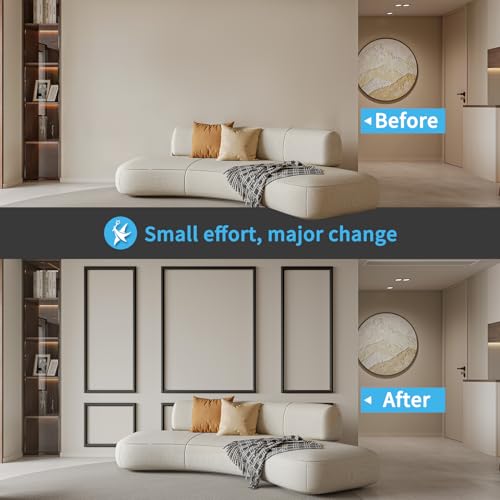 Image of Art3d Pre-Cut Wall Molding Set of 6 pcs, 3 Top 3 Bottom, Black