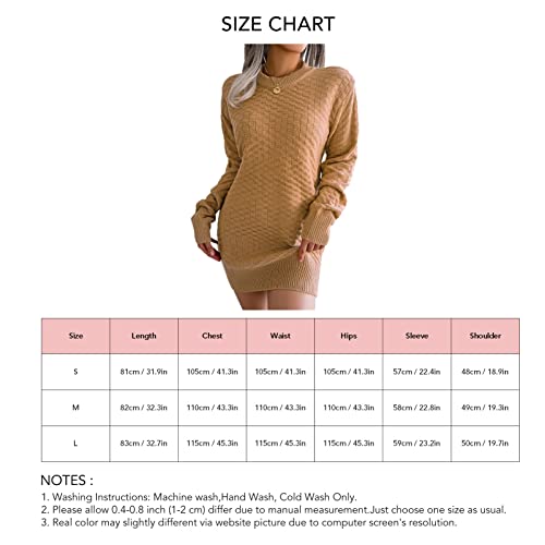 Pulôver Bodycon Vestido de Malha, Vestido Suéter Feminino Cor Pura Manga Comprida Elegante Padrão Xa