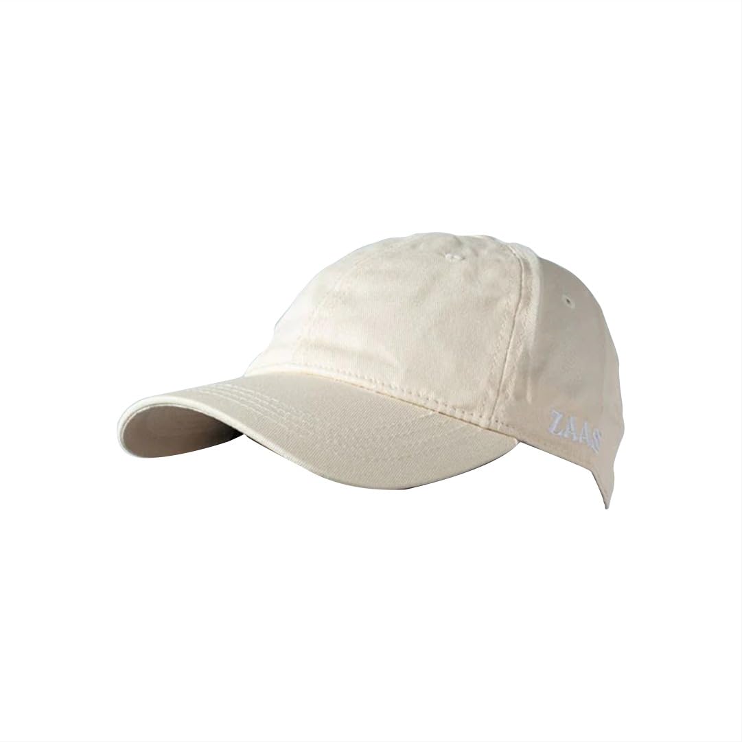 ZAAS 100% Cotton Twill Baseball Cap with Logo Embroidery at Front and Left, with Adjustable Strap in Summer for Men, Caps Men for All Sports Cricket Caps for Men, Gym Caps for Men and Women, Khaki