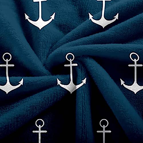 Couverture polaire ancre bleu flanelle microfibre douce 150x200
