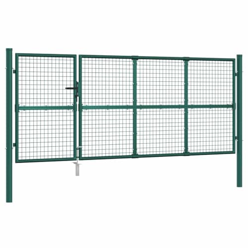 vidaXL Puerta de jardín de malla verde 350x125 cm Acero galvanizado