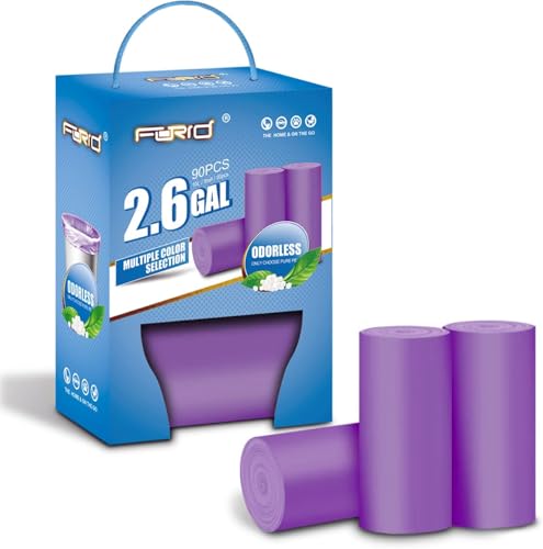 Small Trash Bags - 2.6 Gallon Garbage Bags FORID Bathroom Trash Bag for Bedroom Home Kitchen Office - 90 Count Colored Durable Unscented Small Garbage Bag Trash Can Liner For Garbage Can