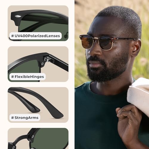 livho Rimless Trendy Polarized Sunglasses Men Women, Retro Sun Glasses for Men Women 2024, Semi Rimless UV Protection Shades4