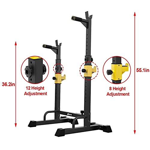 HMDJW Barbell Squat Rack Stands Adjustable Barbell Rack, Multi-Function Squat Weight Lifting Bench Rack Max Load 250Kg, Home Gym Fitness Indoor Strength Trainin
