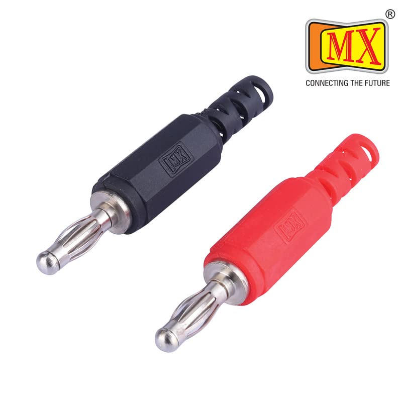 Image of MX 4 mm Banana Plug Set - Beryllium Copper Connectors for Audio & Testing Equipment - Secure Grip, High Conductivity - Pack of 10 (5 Red + 5 Black)
