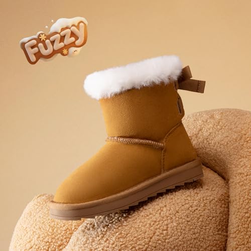 DREAM PAIRS Girls Boots Kids Winter Faux Fur Warm Snow Ankle FuzzyChic Kid's Bow Boots for Toddler/Little Kid - image 6