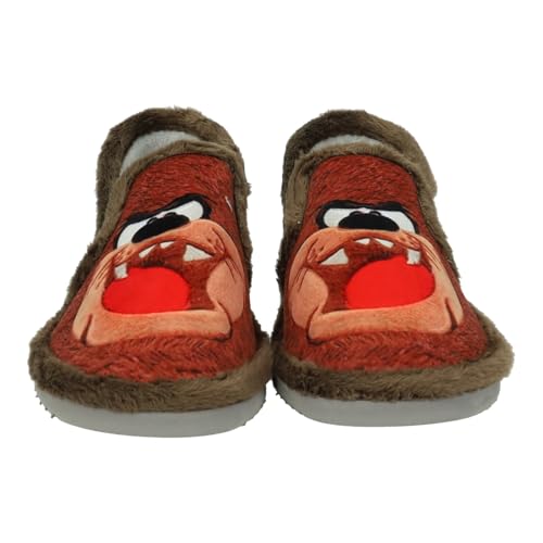MADE IN SPAIN 3024 Zapatillas de casa Cerradas con diseño de Personaje Divertido, Suela microporosa Antideslizante, Hechas en España Hombre Zapatillas CASA MARRÓN 39