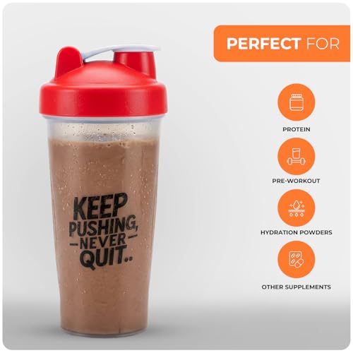 Roe Tenpo Protein Shaker Bottle 600ml, BPA-Free, Wide Mouth Protein Shake Bottle with Wire Mixing Ball, Leakproof & Dishwasher Safe Gym Shaker for Gym, Pre-Workout & Fitness (White & Red) - Image 6