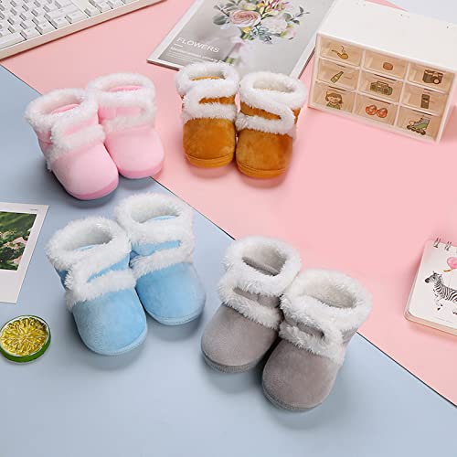 sfdgfhyf First Walking Boots for Toddler Baby Shoes Fleece Warm Booties Shoes Fashion Printing Non Slip Breathable Nude3