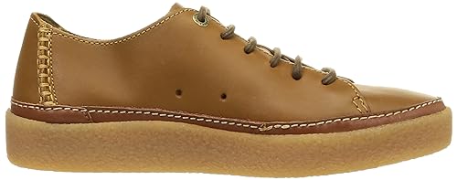 Image of Clarks Mens Oakpark Low Tan Leather Boat Shoe