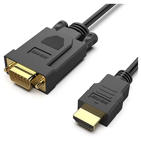HDMI to VGA, Benfei Gold-Plated HDMI to VGA 0.9M Cable (Male to Male) for Computer, Desktop, Laptop, PC, Monitor, Projector, HDTV, Chromebook, Raspberry Pi, Roku, Xbox and More - Black Cover