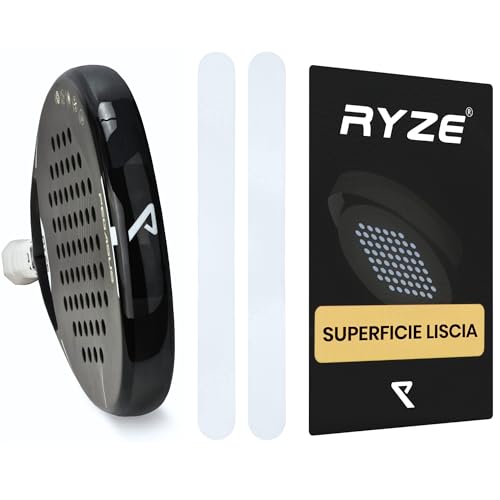 RYZE Protezione Racchetta Padel Trasparente - Superficie Liscia - Paracolpi Racchetta Padel in Confezione da 2 - Paracolpi Padel Resistente e Elastico - Facile da Applicare - Minime Bolle d'Aria