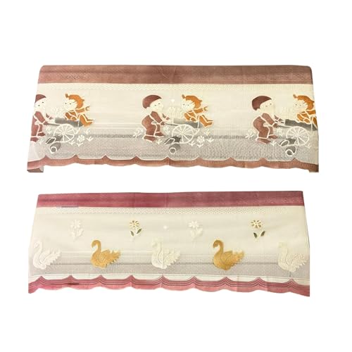 Image of Combo Cotton Net Split AC Cover Indoor Unit for 2 Ton Capacity AC, Premium Work Indoor AC Dust Protection Cover Designer Summer Ac Cover for 2 Ton Ac (38 X 15.35 X 7.8 inch, Peach & Brown)
