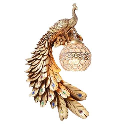 Applique en cristal et résine patine bronze style paon