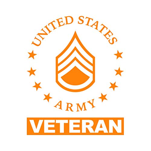 RDW E-6 Staff Sergeant Veteran US Army Rank Sticker - Decal - Die Cut - SSG OR-6 E6 - Orange 8.14" x 10.00"