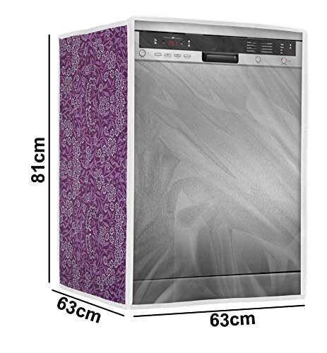 Image of Classic Dishwasher Cover Suitable for LG of 12, 13, 14 and 15 Place Setting (63cmsX63cmsX81cms, Purple Flower)