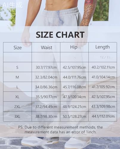 Mens Wide Leg Print Sweatpants Artistic Streetwear Loose Fit Joggers with Pockets for Casual Athletic Lounge3