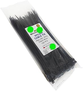 مجموعة اربطة كابلات متينة وذاتية الغلق وصغيرة من البلاستيك والنايلون (100 قطعة ، اسود ، 25 سم ، 4.8 مم ، كود 8681 ) - من كابر تريد