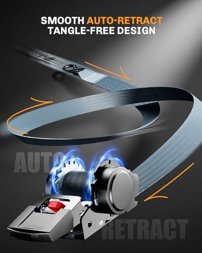 WELLUCK Retractable Ratchet Tie Down Straps for Boat Trailer, Jetski – Heavy Duty 3300lbs Break Strength with Transom Bolt-On, 2 x 72 Inch, 2-Pack - Image 5