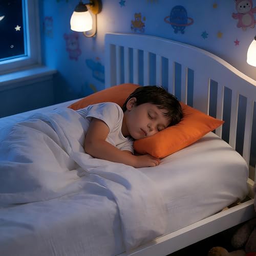 Image of NTBAY 2 Pack Toddler Pillows with Pillowcases, Soft Cotton Down Alternative 13x18 with Microfiber Zippered Pillowcases for Sleeping in Crib Bed - Machine Washable - Breathable Travel Pillow, Orange