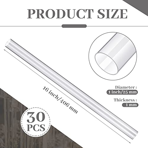 Image of Taiyin 30 Pcs Acrylic Tube Rigid Pipe Wall Thickness Round Cylinder Clear Pipe Plastic Hard DIY Acrylic Tube for Advertising Lighting (1 Inch)