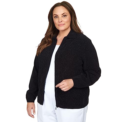 Alfred Dunner Classic Chenille W/Lurix Zippered Cardigan3