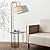 ELYONA Modern Floor Lamp with End Table, 3-Color Temperatures Solid Wood Side Table Lamp with Adjustable Drum Shade, Rustic Reading Standing Light for Bedroom, Living Room, LED Bulb Included, Brown