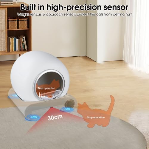 (2025 Model) Self-Cleaning Cat Litter Box – Automatic Scooping, Odor Control & WiFi App (2.4G) – Smart Litter Box with Disposable Liners, Quiet Operation – Works with Cats Up to 15lbs